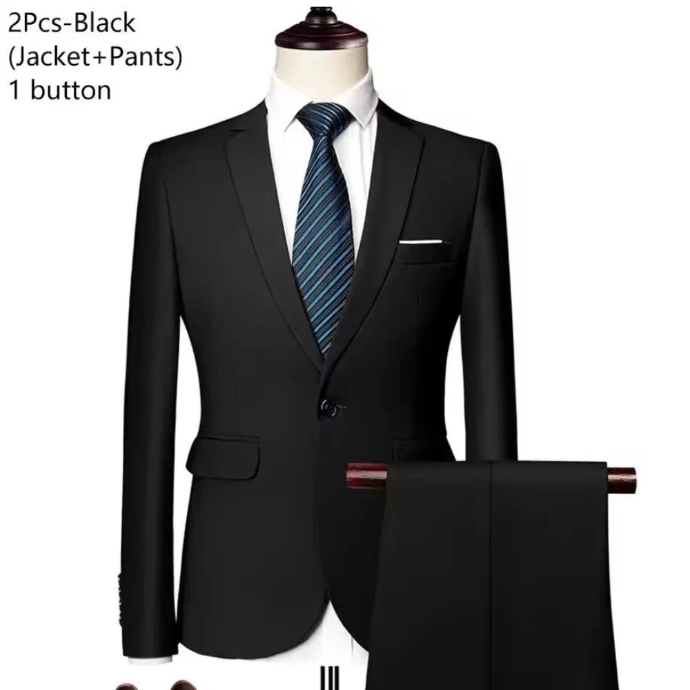 Men Suits Set  2 Pieces Jackets Pants For Wedding Elegant Slim Fit Blazers Formal Outfit Fashion Classic Full 2025 Costume