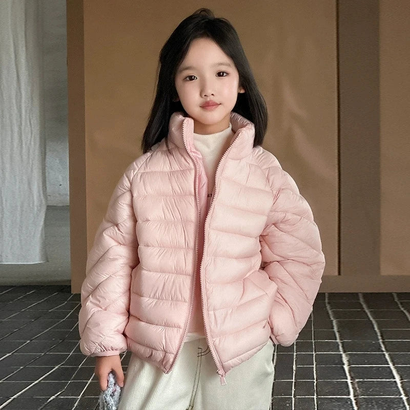 Winter Warm Baby and Girls Boys Lightweight Plain Turtleneck Zip Puffer Jackets Kids Windproof Coats Children Outfit Tops 1-12Yr