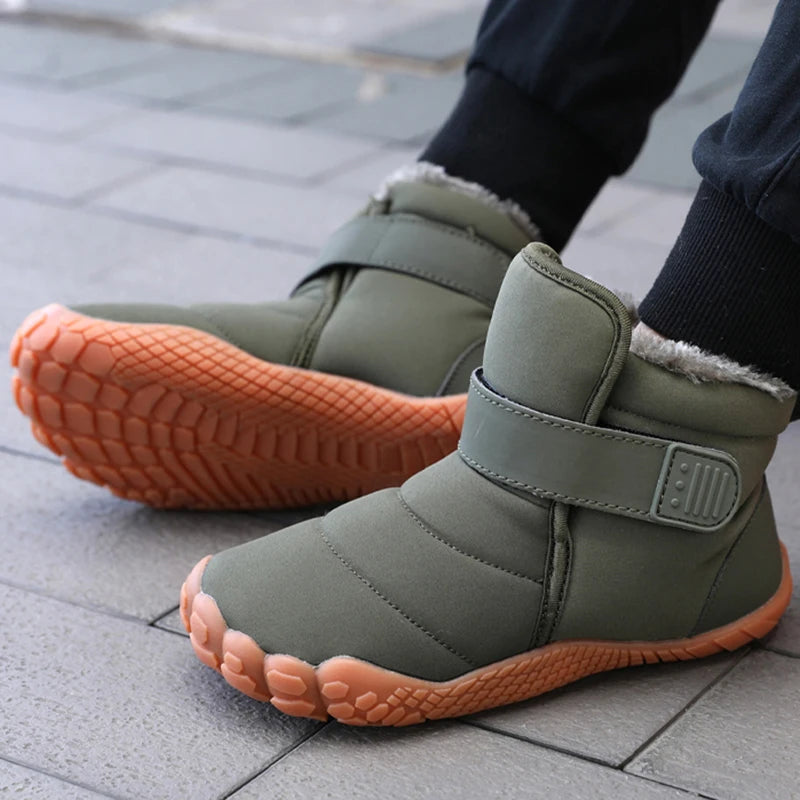 Kids 2025 New Wide Toe Barefoot Snow Boots Boys Girls Winter Minimalist waterproof Sneakers Girls Boys Non-Slip Warm Snow Boots