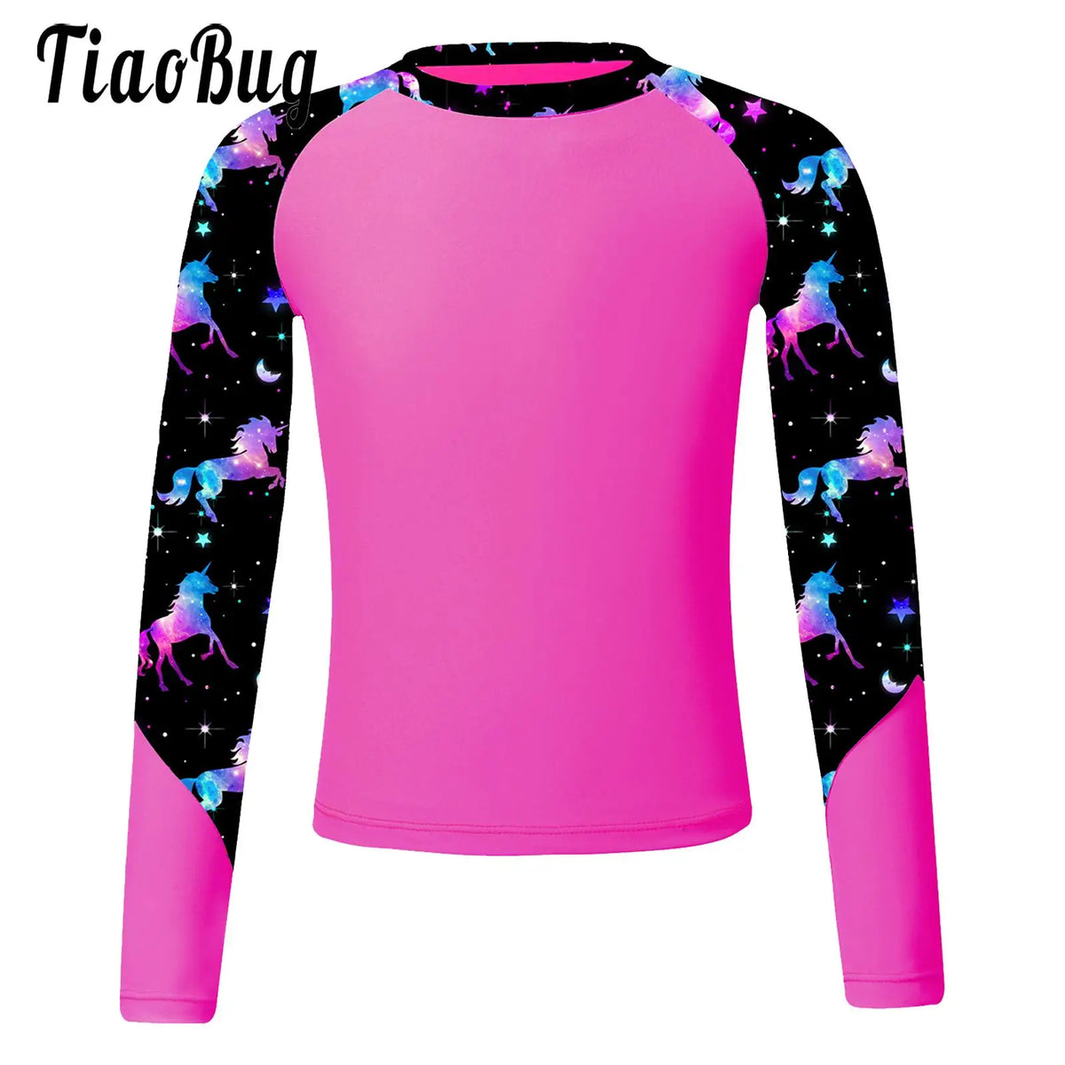 Kids Girls Swimming Shirt Sun Protection Long Sleeve Print Top Swimsuit UV Rash Guard Swimwear Surfwear Pool Beach Bathing Top