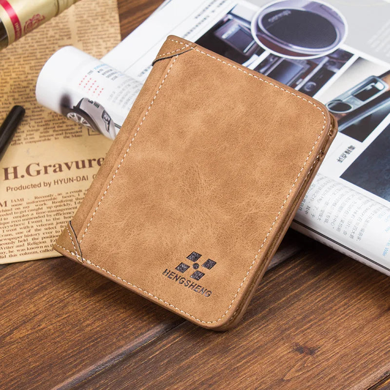 Men's Wallets European and American Retro Wallets Thin Fashion Casual Nubuck Leather Horizontal and Vertical Men's Wallets
