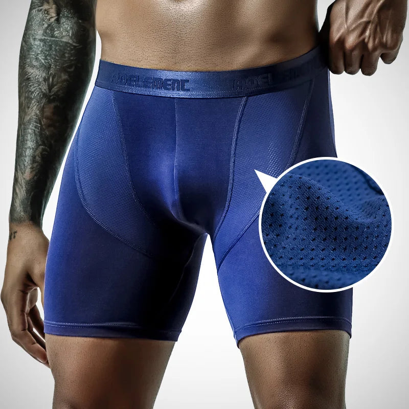 Sports Underwear Men's Anti-Wear Leg Modal Professional Running Fitness Tight Long Leg Quick-Drying Extended Boxer Briefs