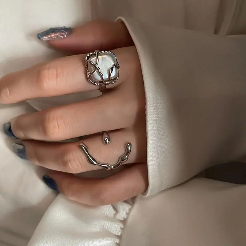Silver Rings for Women Vintage Wedding Trendy Fine Jewelry Large big hug diamond Adjustable Antique Rings Anillos