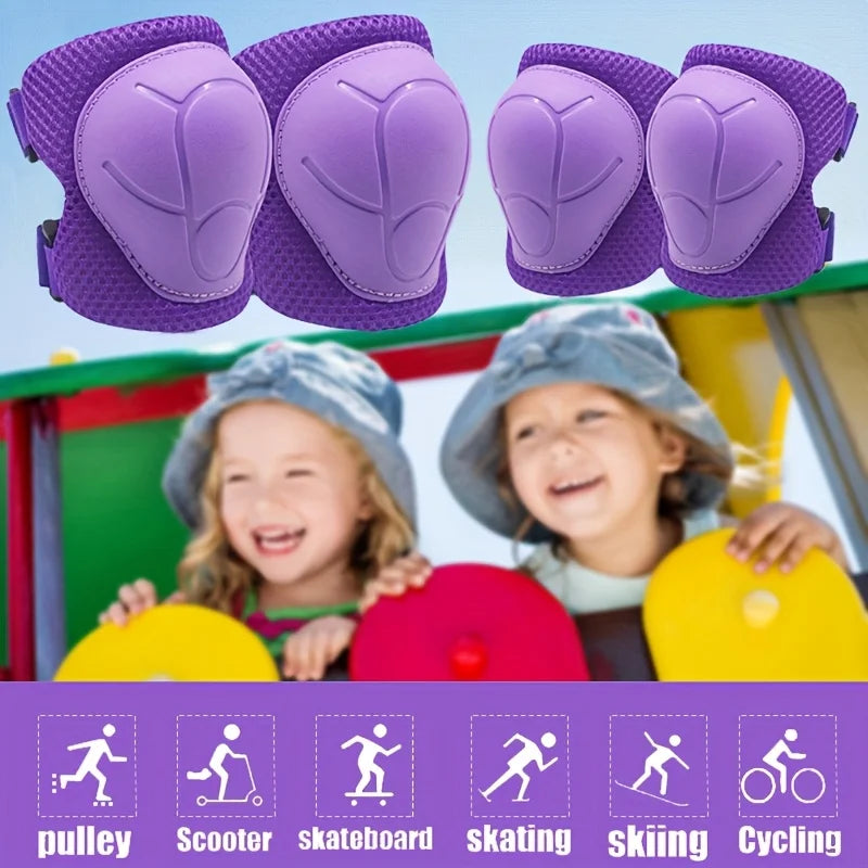 6pcs Kids' Sports Protective Gear Set for Ages 3-8 - Knee Pads, Elbow Guards, Durable PE Material, Shock Absorbent