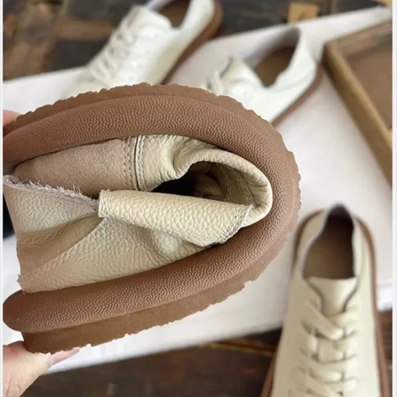Women's Loafers Vintage Pu Leather Flats Fashion Soft Half Slippers Autumn Moccasins Slip on Women Driving Shoes Lazy Footwear