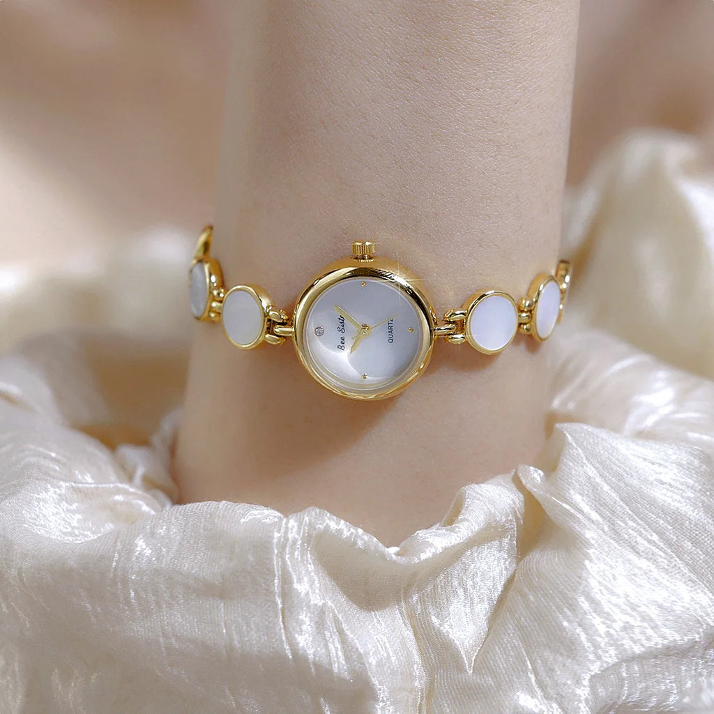 Luxury Ladies Watches Gold Small Dial Natural Shell Bracelet Clock Gifts For Women Lady Fashion Dress Quartz Wristwatch