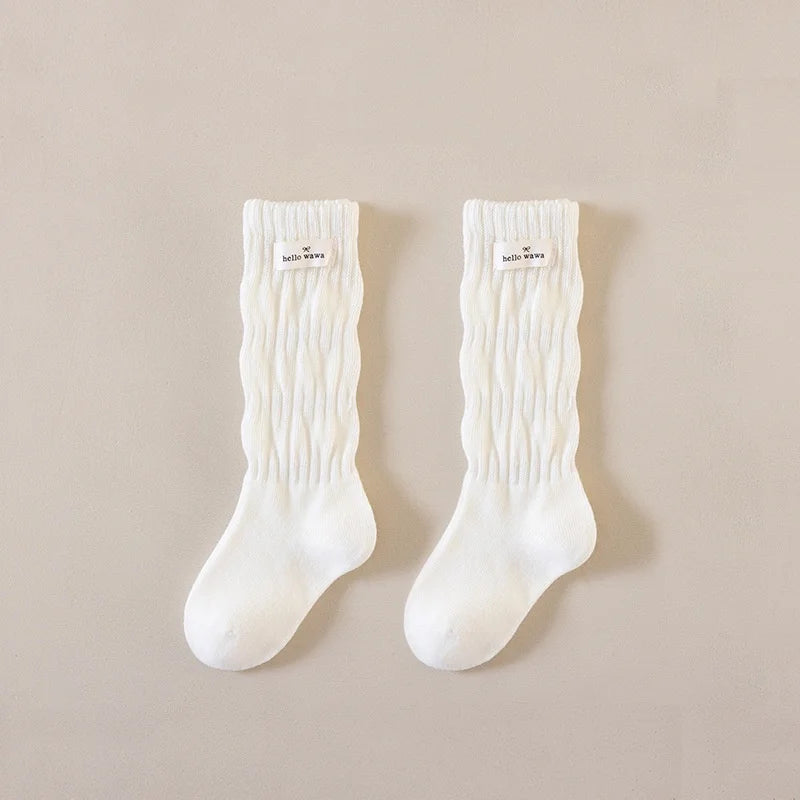 Kids Long Socks For Girls Spring Autumn New Cotton Children's Calf Socks Retro Solid Knee High Baby Child Girl Socks 1-12Years