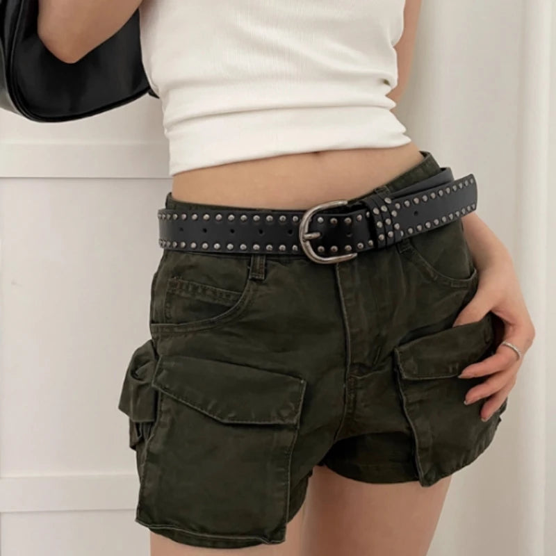 Women's Belt, Fashionable Streetwear Belt with Rivet Design, Perfect for Daily Outings and Shopping