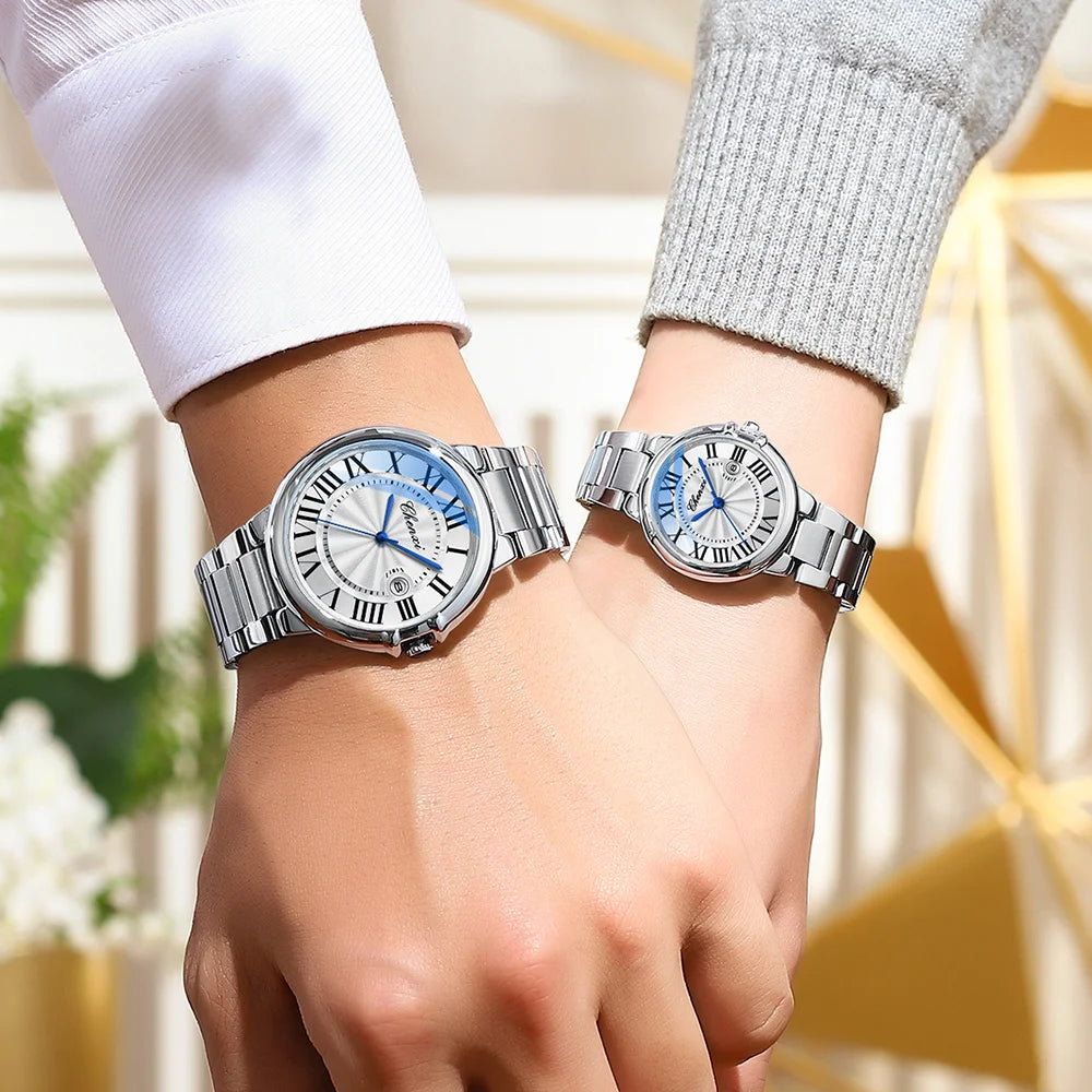 CHENXI 039 Couple Exquisite Watch Quartz Top Brand Luxury Fashion Stainless Steel Silver White Male and Female Couple Watch Gift