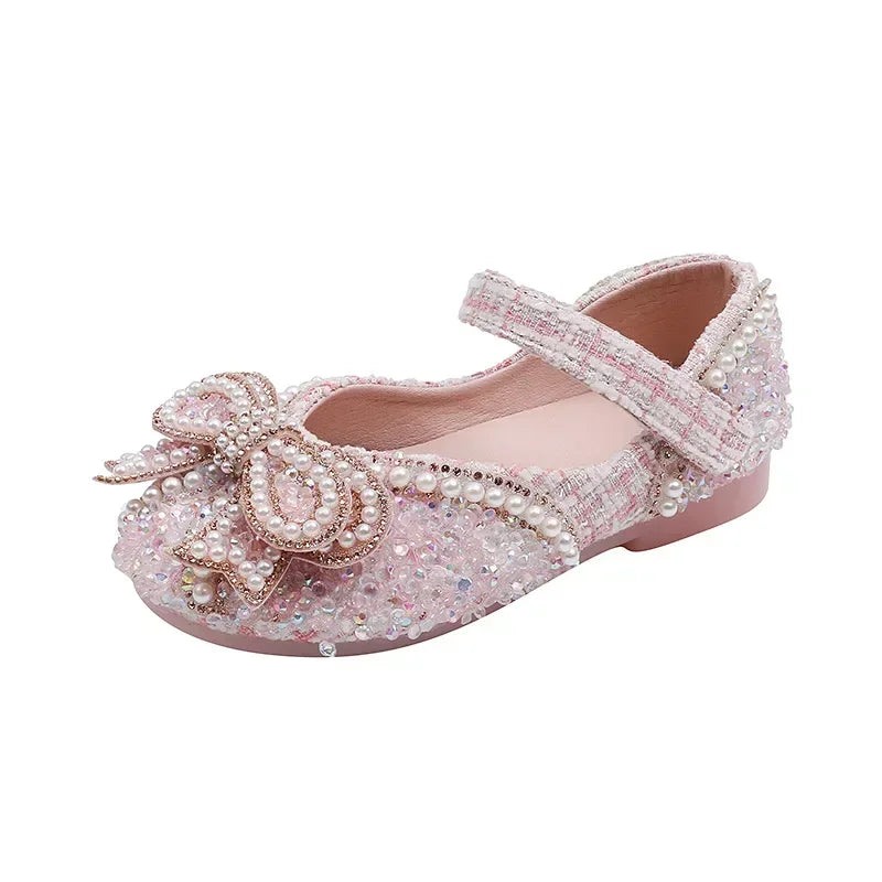 Kids Girls Sandals Fashion Sequins Rhinestone Bow Girls Princess Baby Girl Shoes Children Flat Sandals Size 21-36