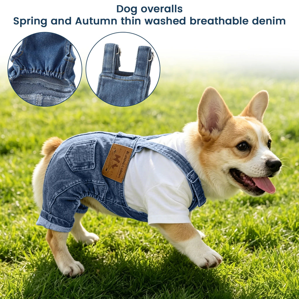 Fashion Pet Clothes Spring Autumn Lightweight Dog Clothing Breathable Denim Dog Overalls Stylish Outfit for Small Dogs