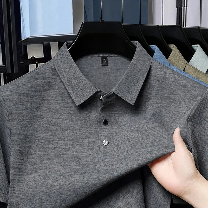 2026 New Men's Basic Polo Shirt Comfortable Breathable Fabric Short Sleeve Top For Office And Outdoor Activities