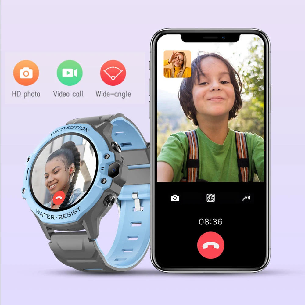 Kids 4G Video Call Chat Smart Watches Student 1.28" Waterproof  WIFI LBS Location 700Mah Battery Calculator Children Smartwatch