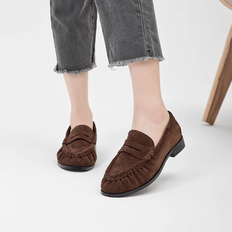 Lady Loafers. New 2026 Model Leather Women's Shoes - Suitable for Ladies to Wear. Handmade Vintage Ruffled Ladies' Sandals