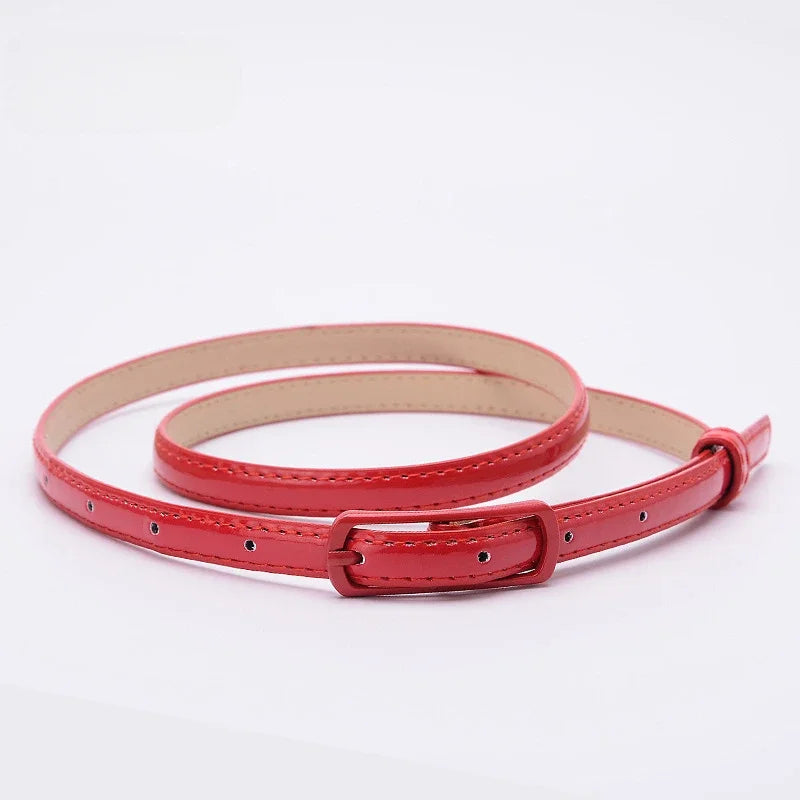 Children Candy Color Belts 1.2cm Super-thin PU Waistbands Simple Solid Color Casual Belts Girl Apparel Accessories