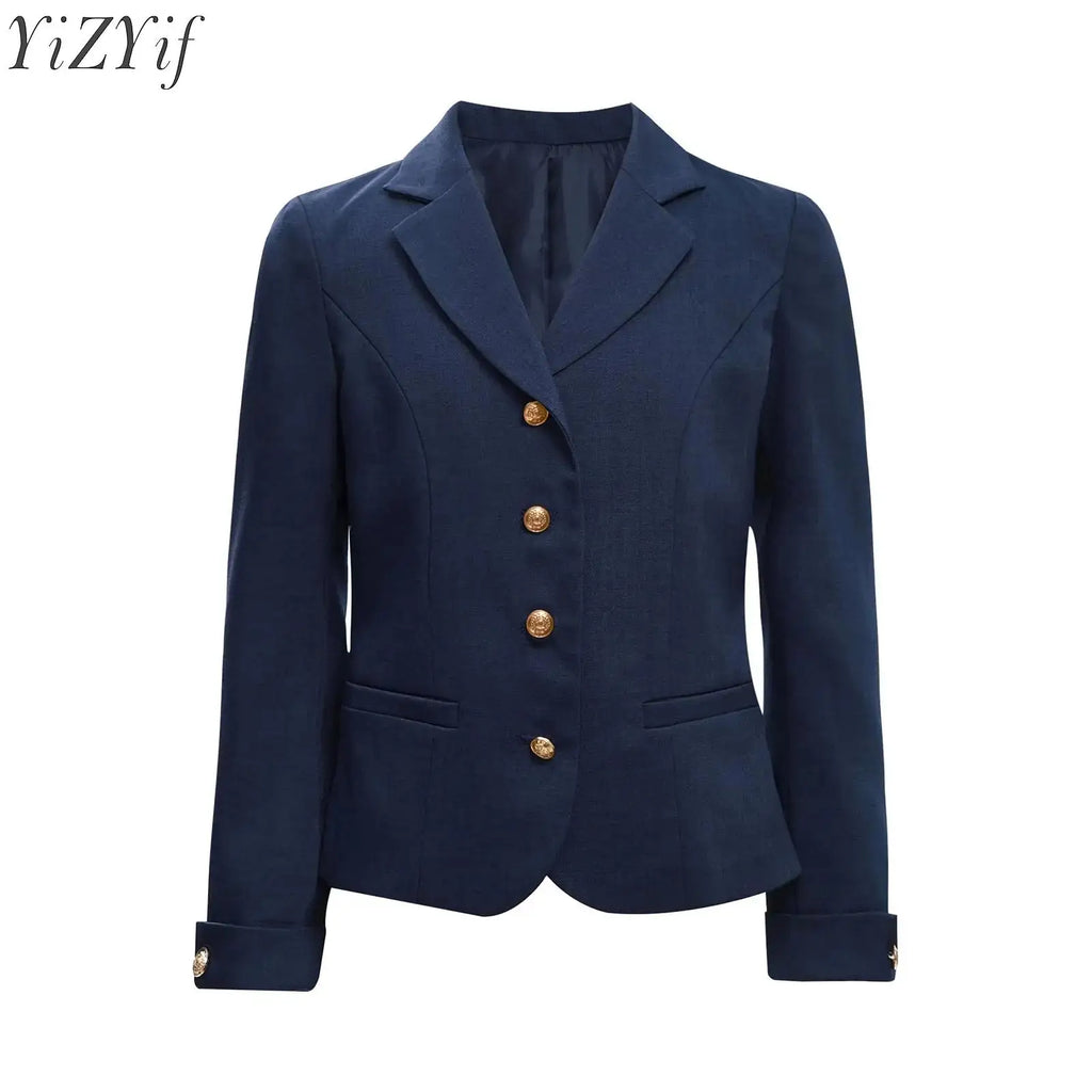 Blazer Jacket for Kids Girls Long Sleeve Solid Lapel Formal Suit Coat School Uniform Dress Tops with Pocket Jacket Outerwear
