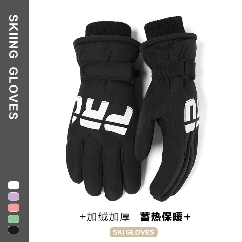 1 Pair Skiing Gloves For Men And Women Thickened Windproof Warm Gloves Outdoor Touchscreen Sports Gloves Soft Plush Mittens 2025