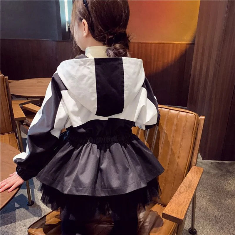 Girls New Jackets Children's Spring Autumn Coats Kids Hooded Mesh Outerwear Teenager Casual Top Big Kids Windbreaker Clothing