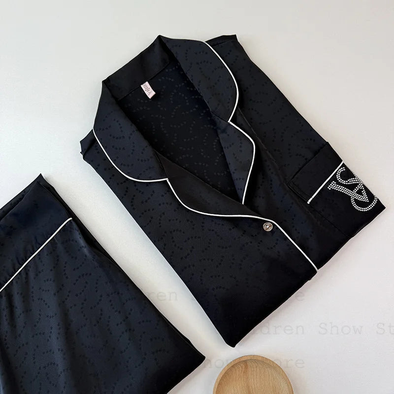 Short Sleeve Pajamas Sets Women Jacquard Loungewear Men Couple Summer New Homewear Loose Pijama Mujer Luxury 2 Pieces Lingerie
