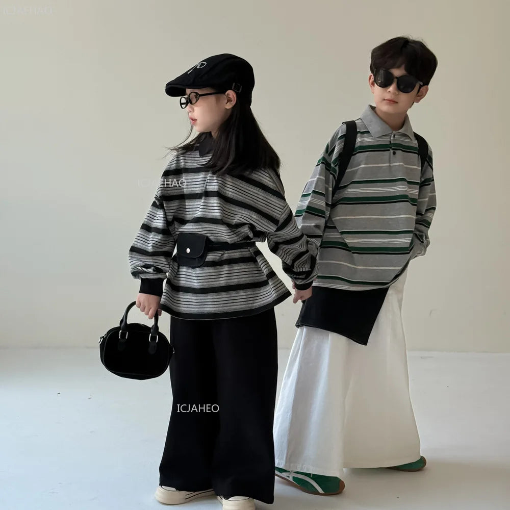 Kids Shirt Clothing Unisex Striped Long Sleeve Tops children Casual Wear Toddler Boys Girls Children Outfit  Autumn Costumes