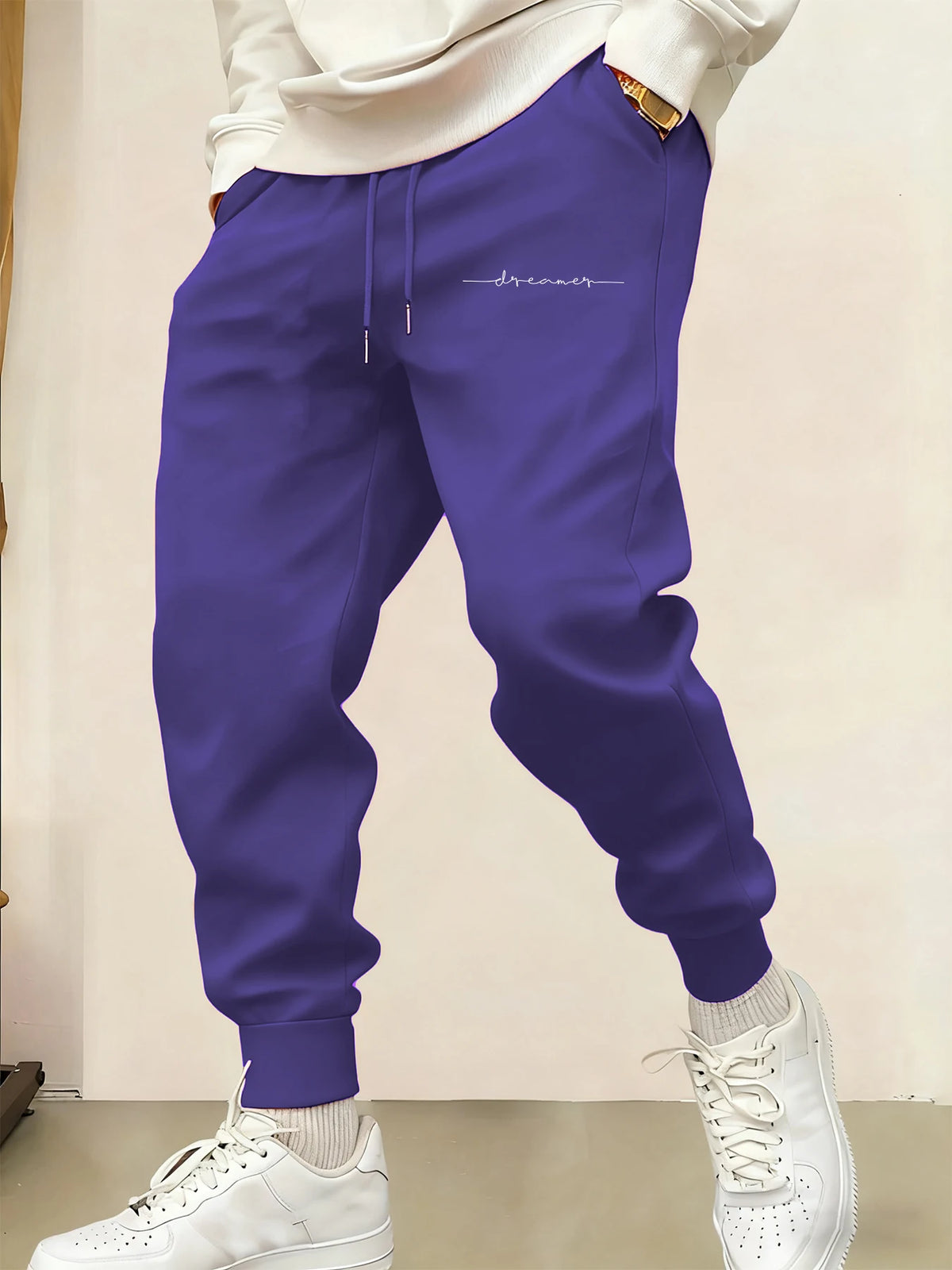 Cursive Fonts Creativity Prints Man'S Casual Long Pants Drawstring Sports Pant Warm Joggers Sweatpants Fleece 10 Colors Trousers