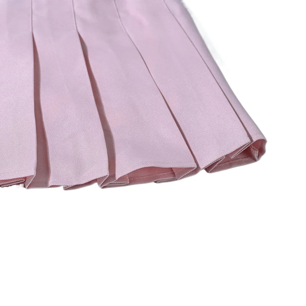 Children Summer Skirts With Shorts Kids A Line High Waist Mini Dress Girls Black White Red Pleated Skirt Student Uniform Skirts