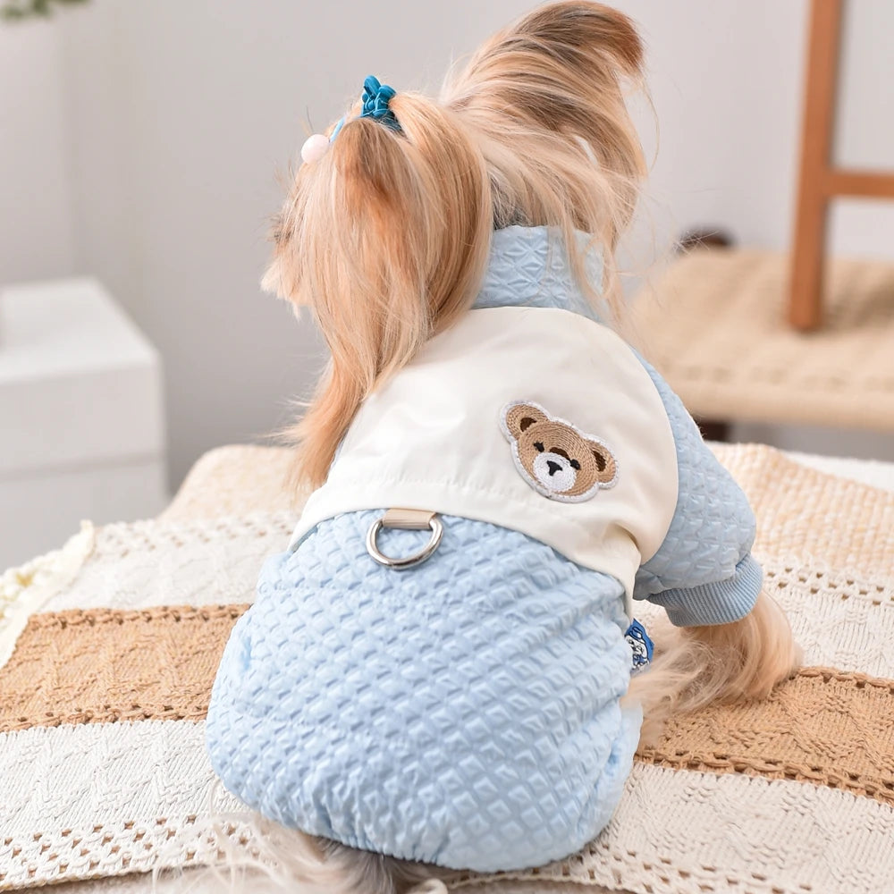 Windproof Pet Lover Boy Girl Clothing For Small Dog Pink Blue Puppy Overall 4 Leg Jumpsuit Female Chest Warm Clothes Cat Apparel