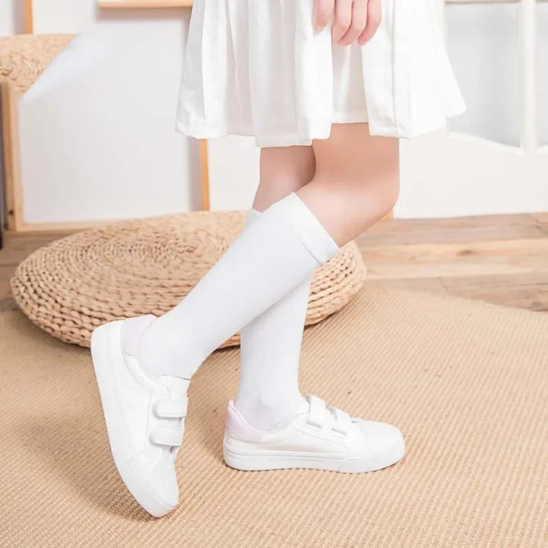 Knee High Socks Kids Boys Girls Long Tube Socks for School Uniform Children White Socks Long Student