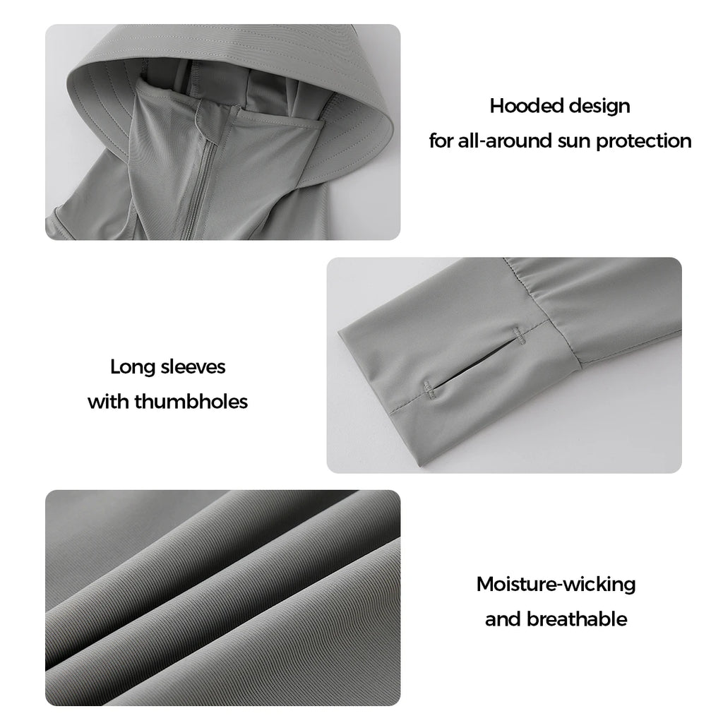 Full Coverage UPF 40+ Sun Protection Jacket Women Summer Breathable UV Protection Hooded Jacket Woman Loose Cropped Cardigan Top