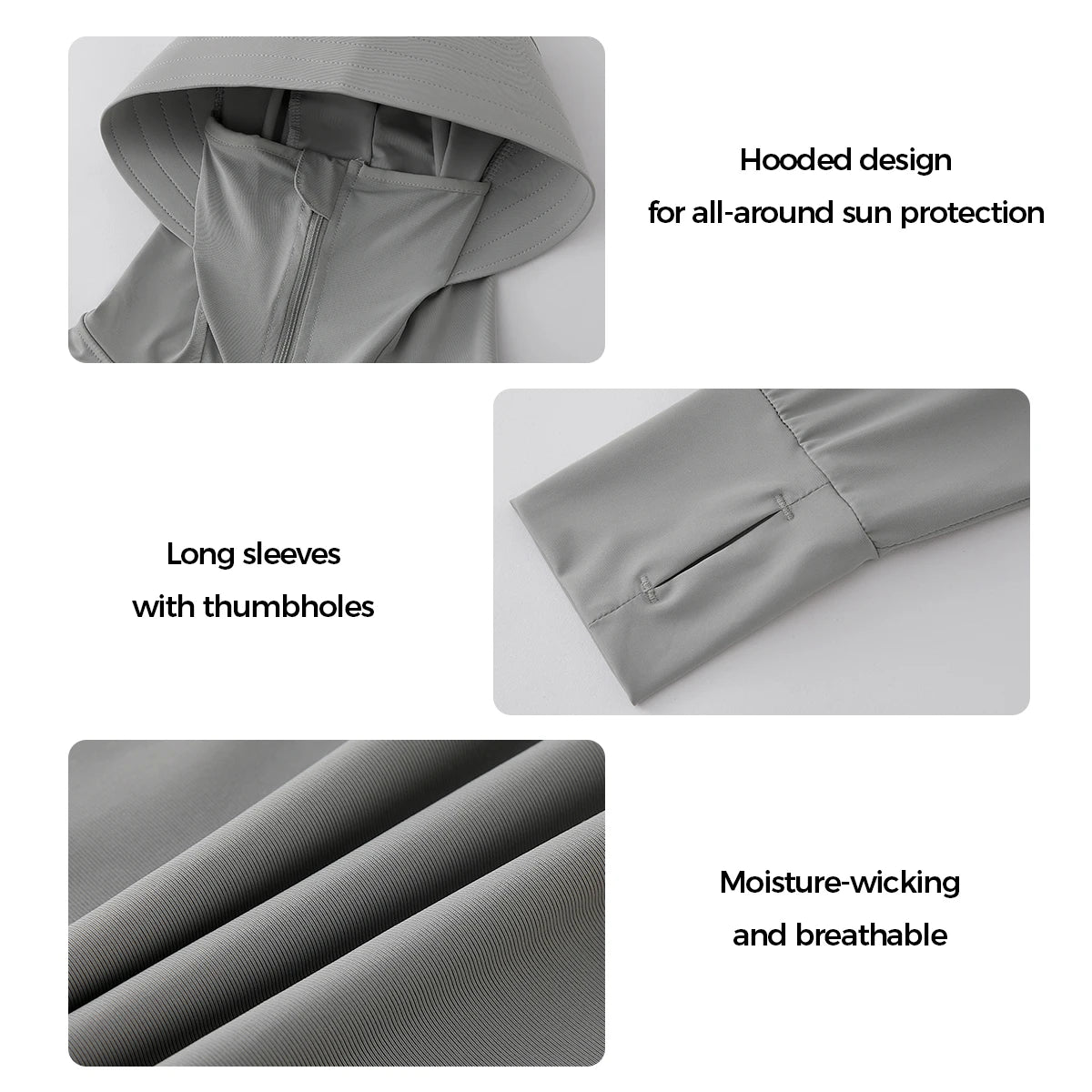 Full Coverage UPF 40+ Sun Protection Jacket Women Summer Breathable UV Protection Hooded Jacket Woman Loose Cropped Cardigan Top
