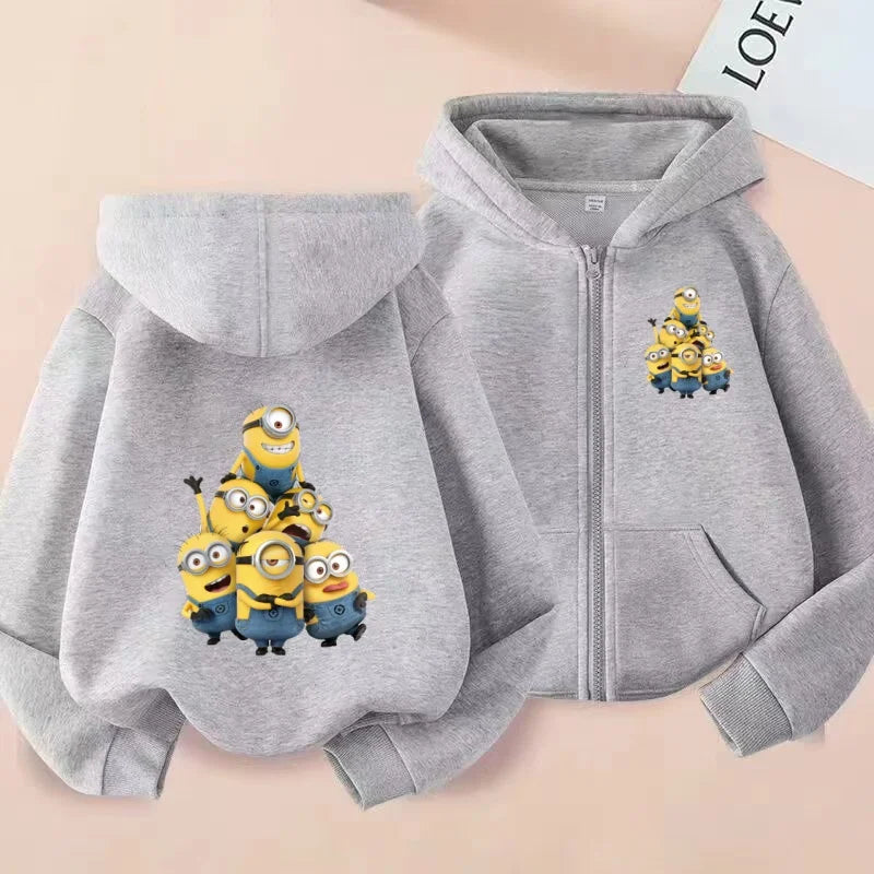 Kids Cardigan Fall Winter Sweatshirt Zipper Style Girl Boy 3-12Yrs Hoodie Popular Anime Print Sports Casual Coat Fashion Clothes