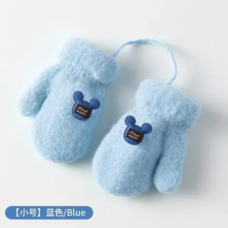 New 1-6 Years Old Baby Mittens Newborn Children Kids Winter Gloves Mohair Plush Thick Boys Girls Gloves Kids Accessories