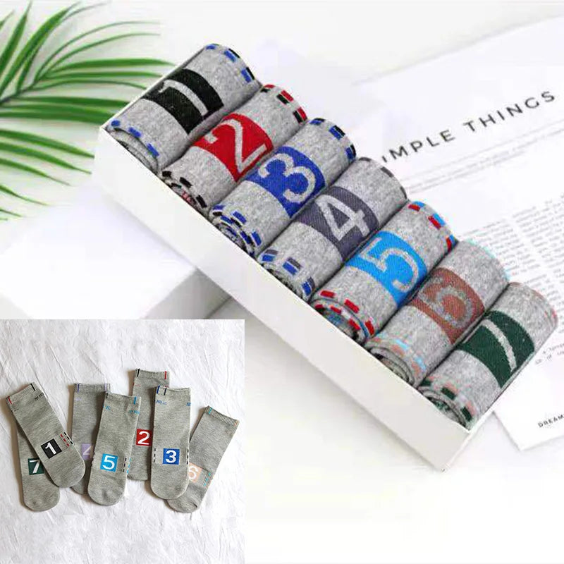 7 Pairs Fashion Mens Socks Combed Cotton Solid Color Business Socks For Man British Style Multi-colored Week Socks For Men Dress