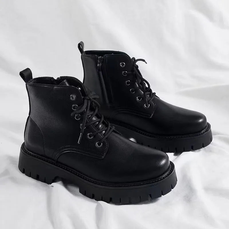 Shoes for Men Leather High-top Men Shoes British Leather High Quality Platform Boots Trend Tooling Mens Shoes Botas Para Hombre