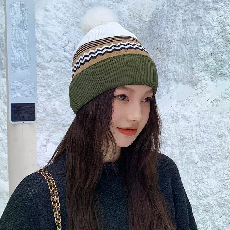 Autumn/winter Women's Knitted Wool Hat With A Large Head Circumference A Relaxed Style Warm And Cold-proof