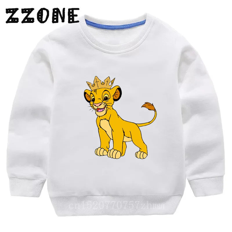 Kids Sweatshirts The Lion King Cute Simba Print Cartoon Children Hoodies Autumn Baby Pullover Outwear Tops Girls Boys Clothes