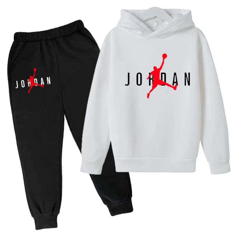 Kids Clothes Hoodie Basketball Letters Pullover Boy Girl 3-12Years Blue Sweatshirt+Black Pants Charming Leisure Brand Sports Set
