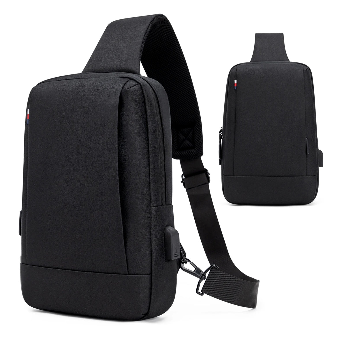 Men Bag Fashion New Solid Color Men Chest Bag Outdoor Casual Fashion One Shoulder Crossbody Bag Nylon USB Charging Shoulder Bags