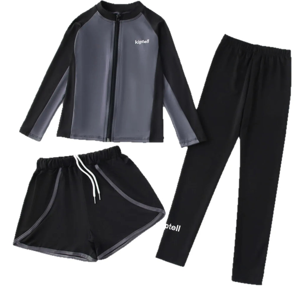 Boys and Girls Children's Long Sleeved Sunscreen Swimsuit Quick Drying Diving Suit Surfing Suit Outdoor Swimsuit 3-piece Set New