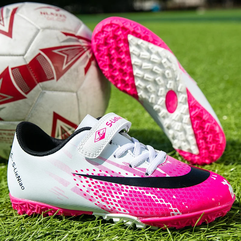 Soccer Turf Shoes Boys Football Boots Fashion Cheap Kids Soccer Cleats Non Slip Indoor Futsal Sneakers Youth Training Chuteira