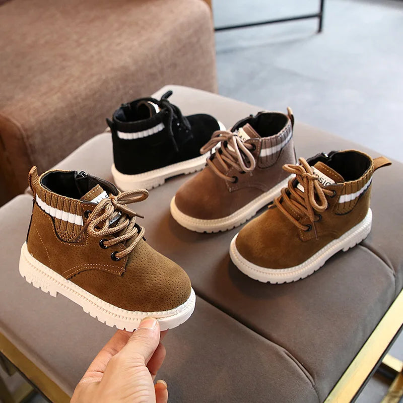 New Children's Casual Shoes Autumn Winter Kids Fashion Boots Leather Boys Girls Shoes Soft Antislip Sport Running Snow Boots