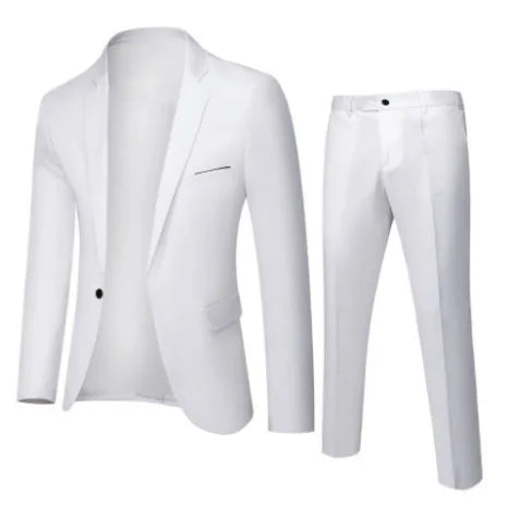 High Quality Men's Suit Sets Fashion Party Wedding Groom Outfits Solid Color Slim Elegant Two Piece Sets Blazer Jacket and Pants
