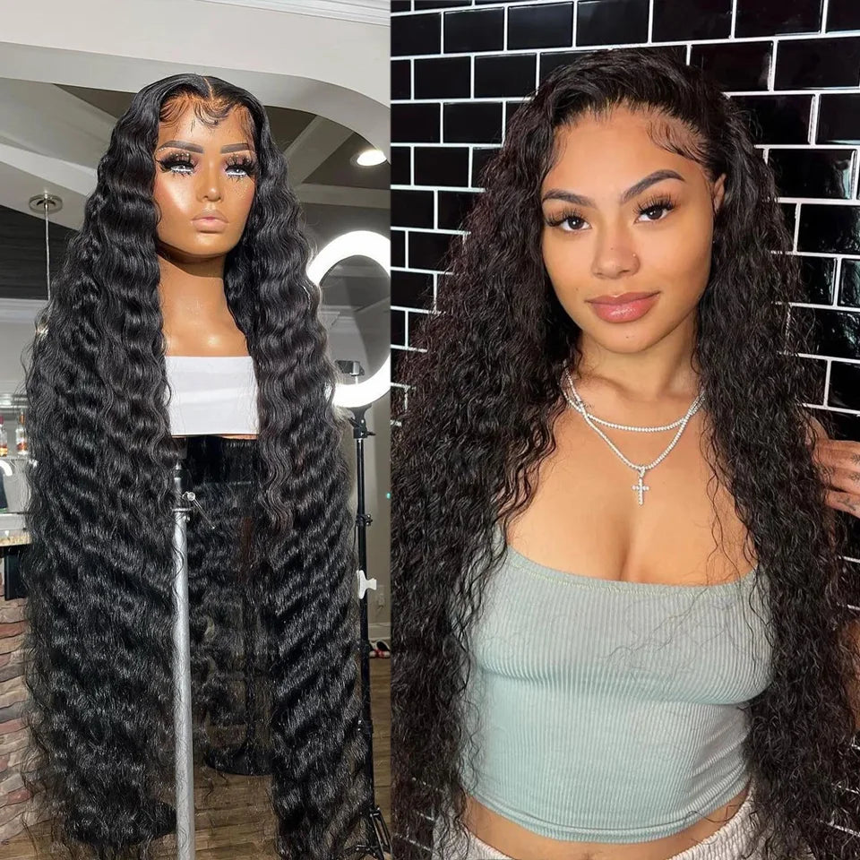 36 Inch Water Deep Wave Human Hair HD Lace Front Wigs Brazilian Virgin Human Hair Wigs Vendor Unprocessed Raw Weaves and Wigs