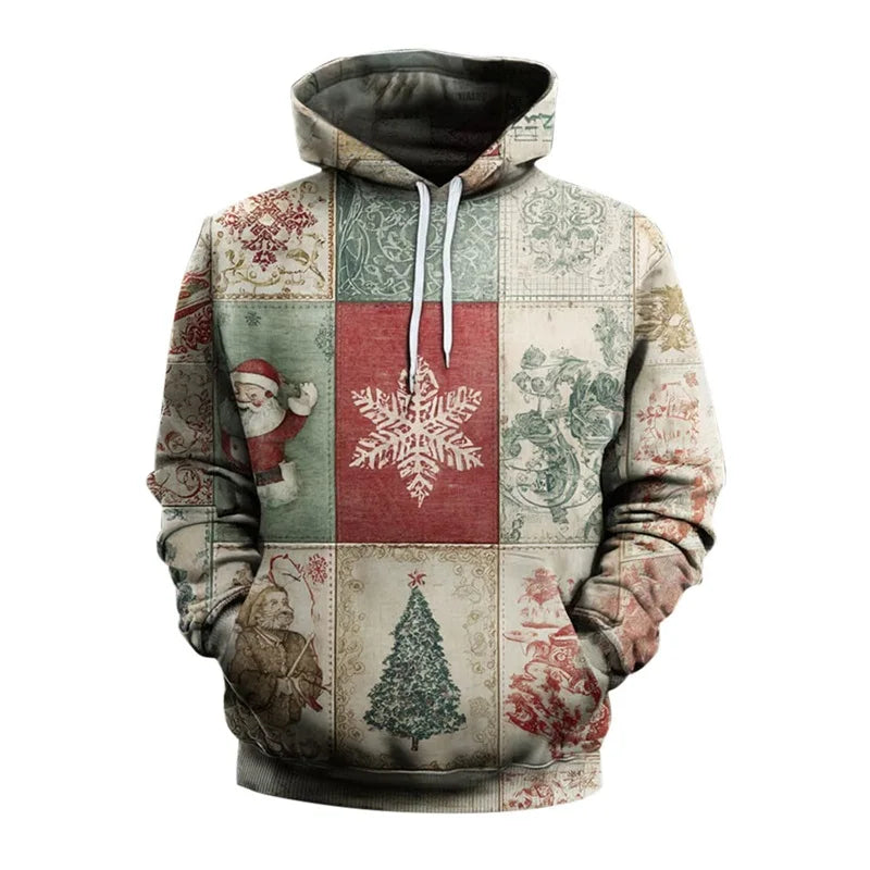 Men's Christmas Hoodies Full Print Vintage Christian Faith Pullover Hoodies Casual Xmas Santa Cross Faith Sweatshirt Tracksuit