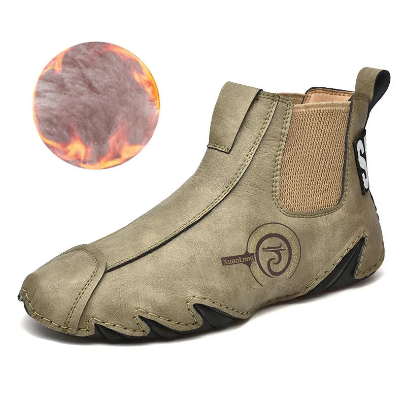 Men Boots  Warm Cotton Shoes Handmade Outdoor Sneakers Soft SoleComfortable Men's Ankle Boots Male Casual Flat Short Boots 2023