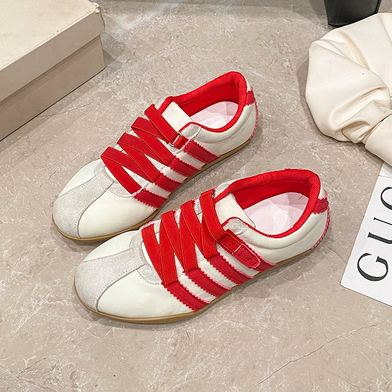 Women's Tennis Sneakers Summer Outdoor Training Shoes Skate Shoes Flat Casual Shoes Fashionable Women's Lace-Up Vulcanized Shoes