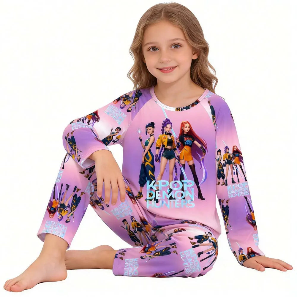 Kids Pajamas Set Long Sleeve Girls Clothing 2pcs Children's Sleepwear Teen Pyjamas Cartoon Boys Nightwear 3-14Y