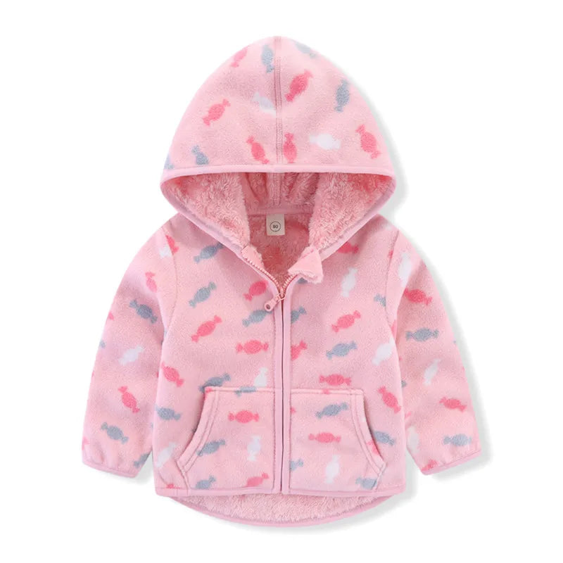 Boys Girls Autumn Winter Hooded Jacket Toddler Long Sleeve Zipper Outwear with Print Costume Baby Clothing New Arrivals