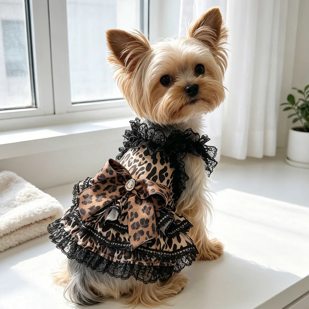 Leopard Clothes For Puppies Clothing For Dog And Cat Small Breed Dress Chihuahua Yorkshire Pet Animal Female Summer Doggie Wear