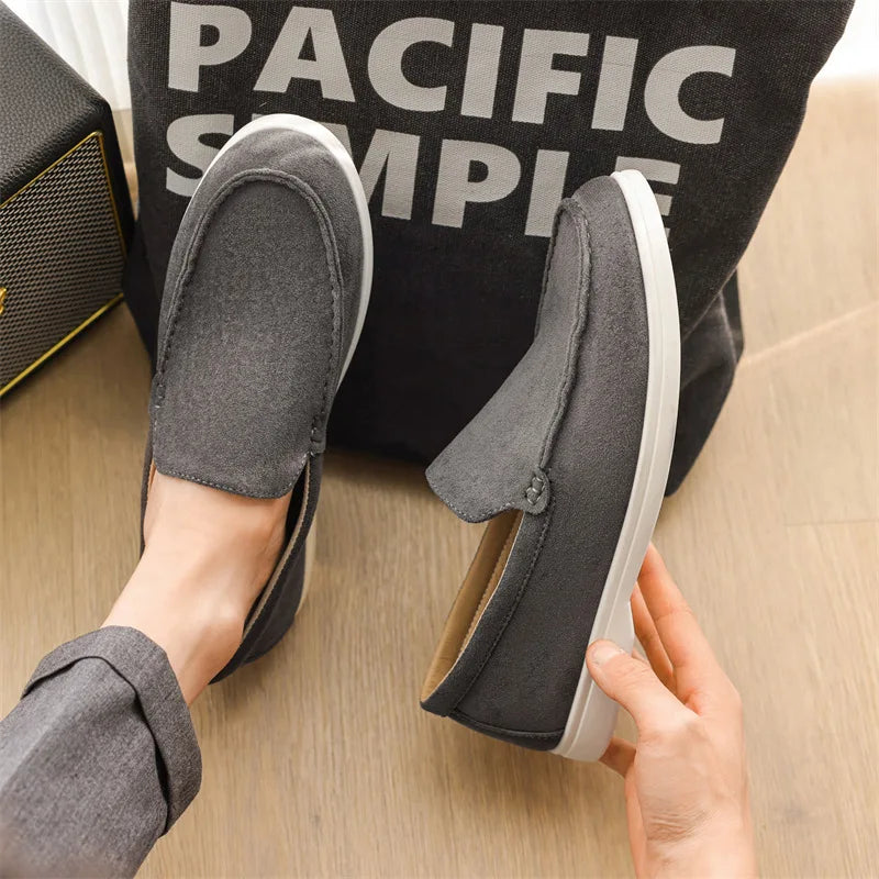 Men Flat Loafers 2026 Frosted Suede Flat Shoes Comfortable Non Slip Fashion Loafers Lightweight Trendy Outdoor Casual Shoes New